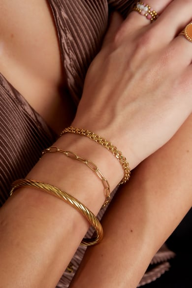 Armband breite Glieder Goldfarbe Edelstahl h5 Bild4